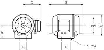 Dimension Drawing for Ecowatt Series TD-800/200ECO